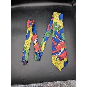 VINTAGE Danggi Man Tie Fly Around The World Map Pilot Rare